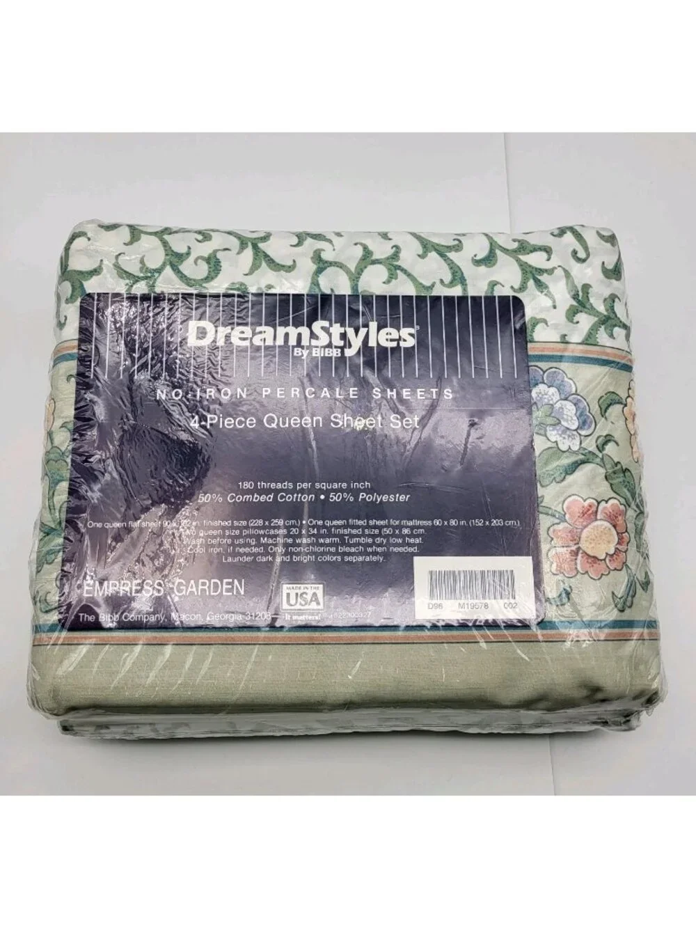 Vintage Empress Garden 4 piece queen sheet set Dream Styles USA Made NOS Sealed